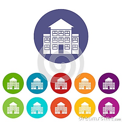 Bank building set icons Vector Illustration