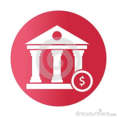 Bank building white glyph with color background vector icon which can easily modify or edit Vector Illustration