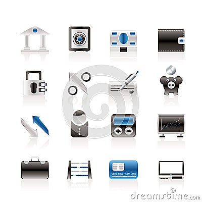 Bank, business and finance icons Vector Illustration