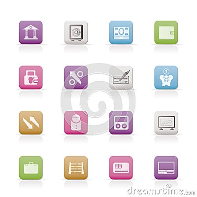Bank, business and finance icons Vector Illustration