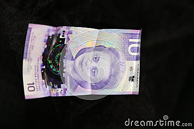 Ten dollar bill- new Canadian currency for 2019 Editorial Stock Photo