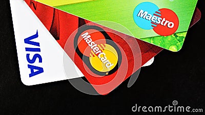 Bank cards to choose from. Editorial Stock Photo