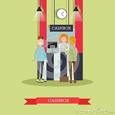 Bank cashbox concept vector illustration in flat style Vector Illustration