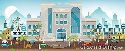 Bank in the city (orient) Vector Illustration