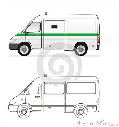 Bank collector mini bus Vector Illustration