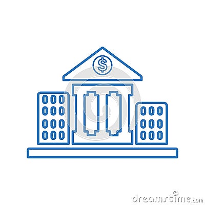 Bank, courthouse, finance building line icon Vector Illustration