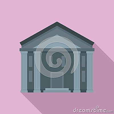 Bank courthouse icon, flat style Vector Illustration