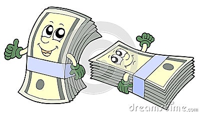 Bank of cute banknotes Vector Illustration