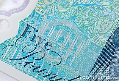 Bank of England on Five Pound Note Editorial Stock Photo