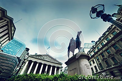 Bank of England, the Royal Exchange. London, the UK Stock Photo