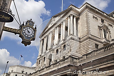 Bank of England. Square and underground station Editorial Stock Photo