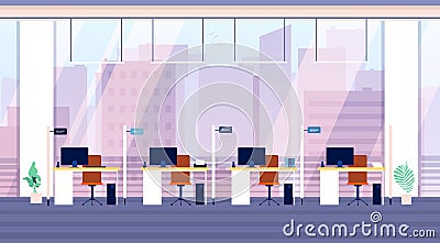 Bank interior. Business investment center indoor empty financial office vector background Vector Illustration