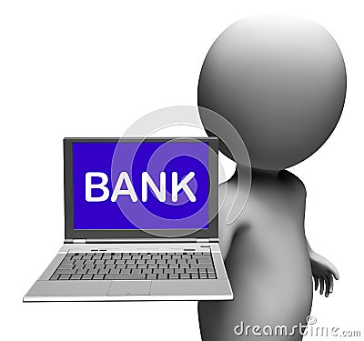 Bank Laptop Shows Internet Payments Or Electronic Banking Online Stock Photo