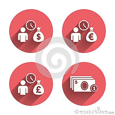 Bank loans icons. Cash money symbols Vector Illustration