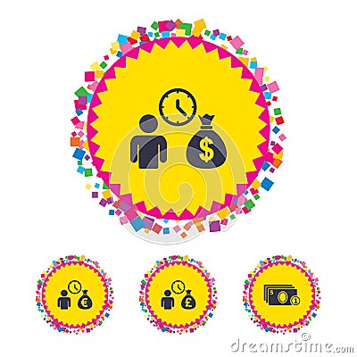 Bank loans icons. Cash money symbols. Vector Illustration