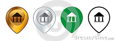 Bank location pointer pin map address place direction destination ATM position coordinates set design collection Vector Illustration