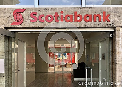 Scotiabank branch in Nassau, Bahamas. Editorial Stock Photo