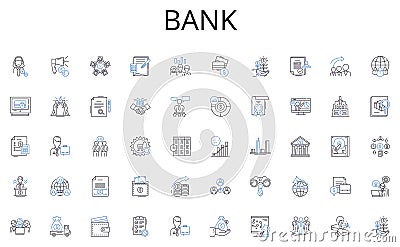 Bank line icons collection. Chatty, Conversational, Communicative, Gossip, Banter, Rib-tickling, Witty vector and linear Vector Illustration