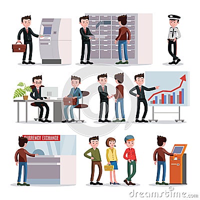 Bank People Set Vector Illustration