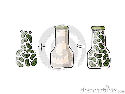 Bank of pickled cucumber, sketch for your design Vector Illustration