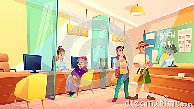 Bank clients in reception area cartoon vector Vector Illustration