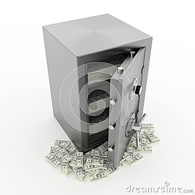 Bank safe with money Cartoon Illustration