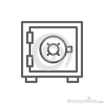 Bank safe, money deposit, security box, strongbox line icon. Vector Illustration