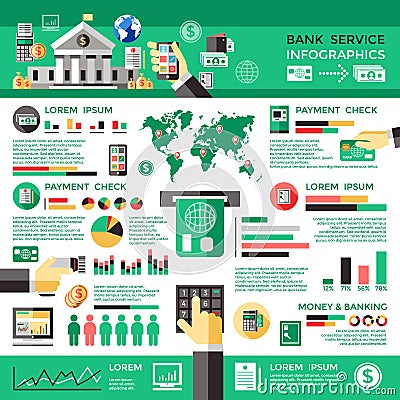 Bank Service Infographics Vector Illustration