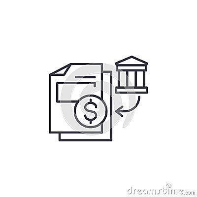 Bank statements linear icon concept. Bank statements line vector sign, symbol, illustration. Vector Illustration