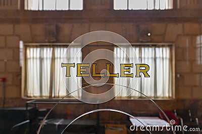 Bank Teller Window Stock Photo