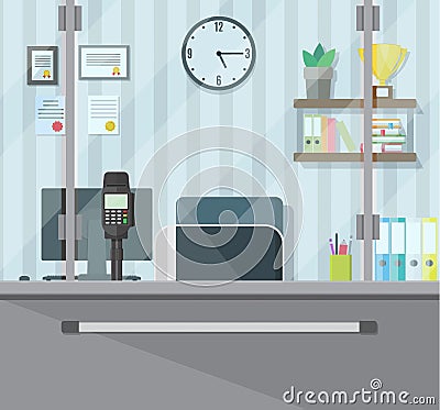 Bank teller workplace Vector Illustration