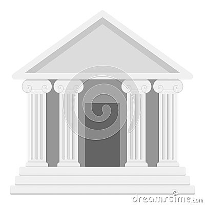 Bank or Temple with Columns Flat Icon Vector Illustration