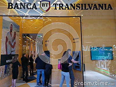 Bank Transilvania indoor at mall Editorial Stock Photo