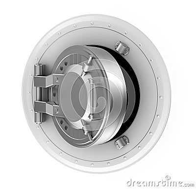 Bank vault door concept isolated on white background. Stock Photo