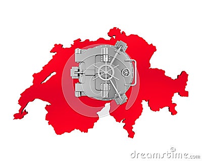 Bank Vault Door and Swiss Map Stock Photo