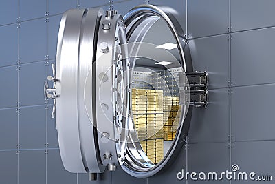 Bank vault opened Stock Photo