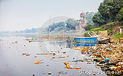 Bank of Yamuna river near Taj Mahal. India, Agra Stock Photo