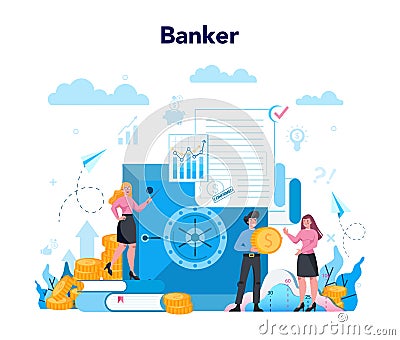 Banker or banking concept. Idea of finance income Vector Illustration