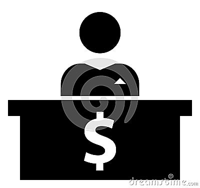 Banker at workplace icon Vector Illustration