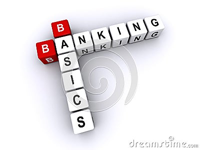 Banking Basics word block on white Stock Photo