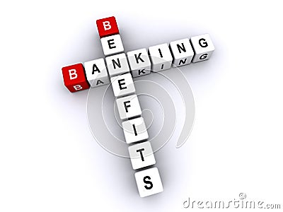 Banking Benefits word block on white Stock Photo