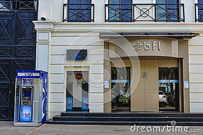 Banking building in downtown of Vientiane Editorial Stock Photo