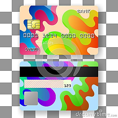 Banking card template background liquid squirt water spurt Vector Illustration