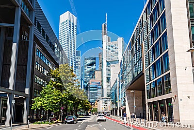 Banking district skyscrapers in Frankfurt am Main, Germany Editorial Stock Photo