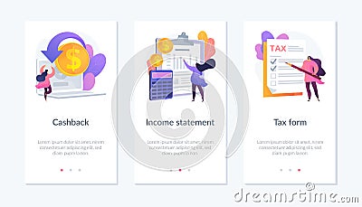 Banking documentation app interface template. Vector Illustration