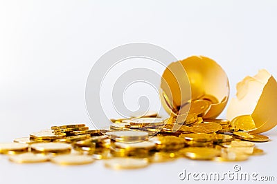 Banking and finance concept, Golden coins isolated on white background Stock Photo