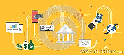 Banking and finance, economy, investment and payment Vector Illustration