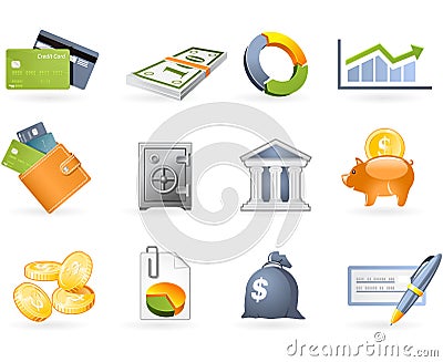 Banking and Finance icon set Vector Illustration