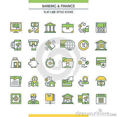 Banking and finance icons set Vector Illustration