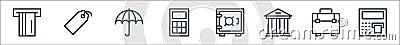 Banking and finance line icons. linear set. quality vector line set such as atm machine, portfolio, bank, vault, calculator, Vector Illustration